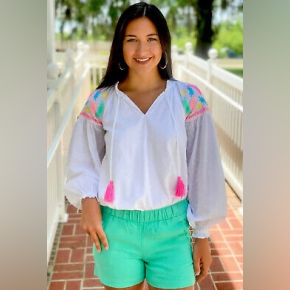 Lilly Pulitzer Tops - Lilly Pulitzer | Embroidered Florentina Peasant Blouse